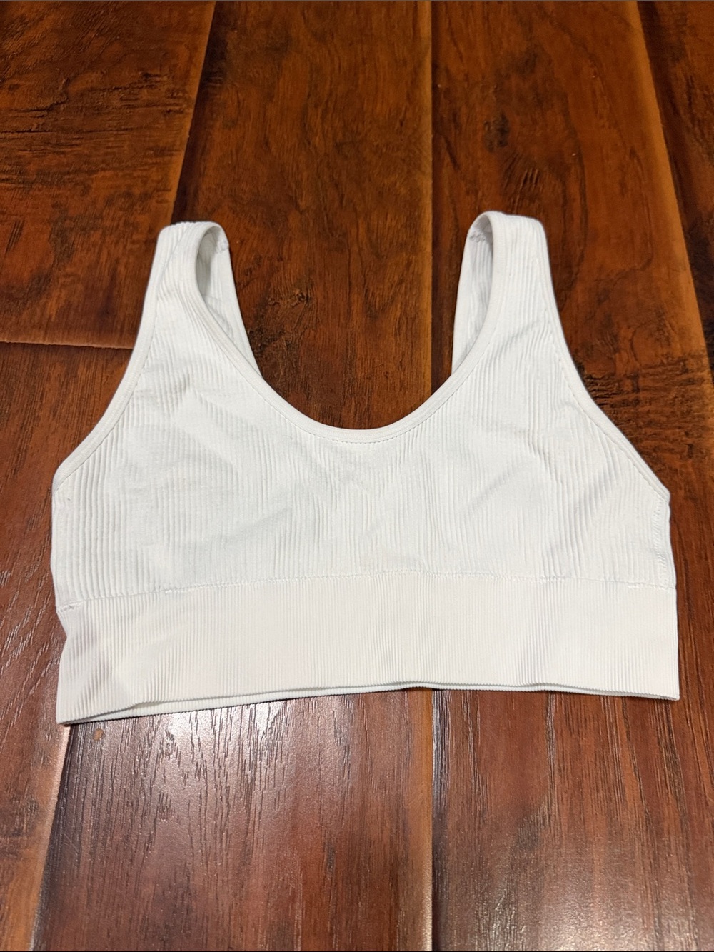 aerie White Ribbed Seamless Sports Bra